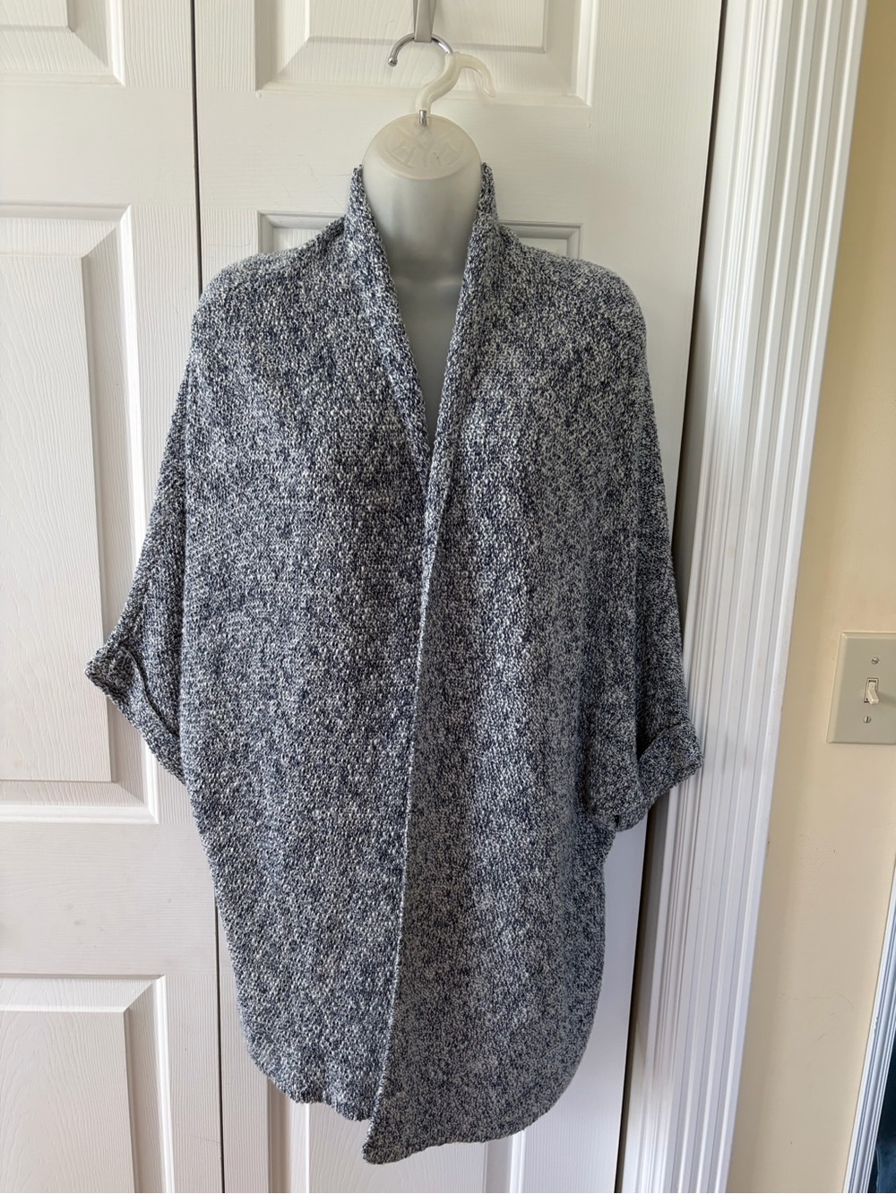 Sonoma Cozy Open-Front Shawl Cardigan - Navy/Whire NWT
